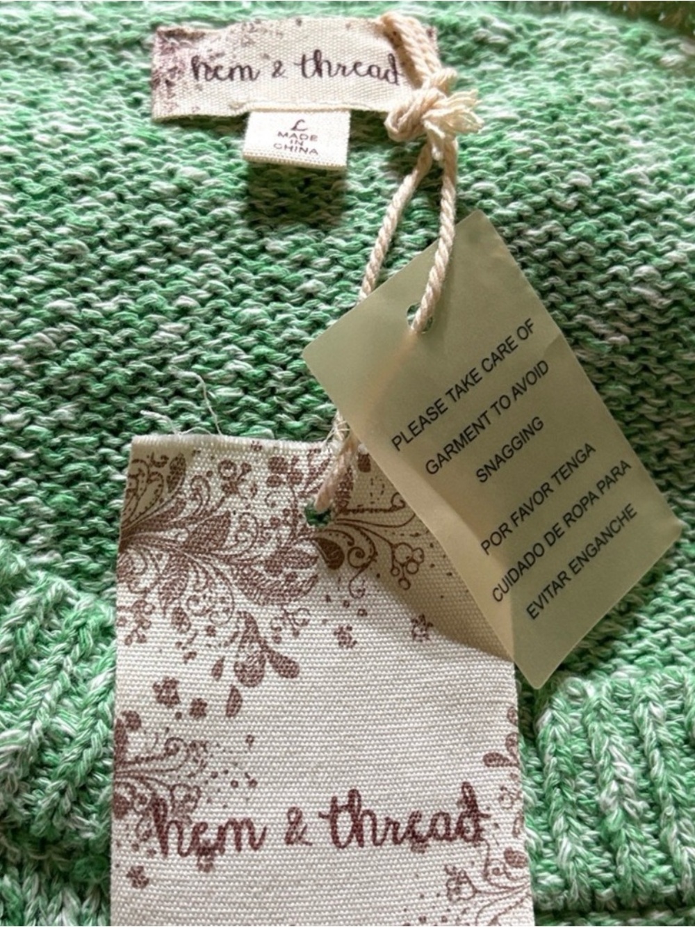 NWT Pistachio Crewneck Knit Women's Sweater - 100% Cotton - Picture 4 of 4